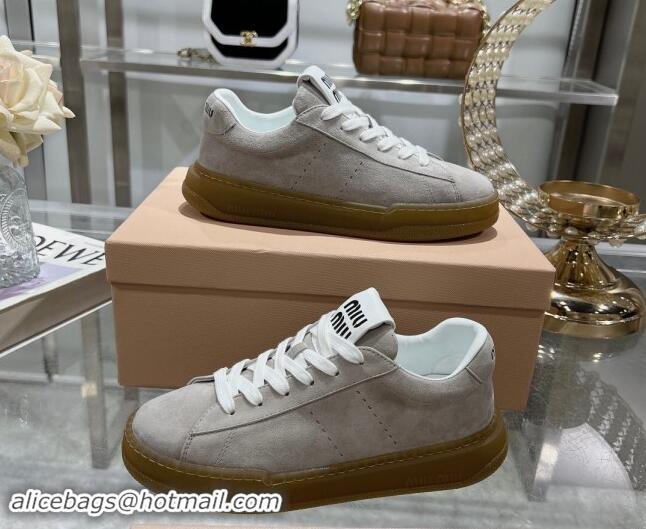 Top Grade Miu Miu Suede Sneakers Grey 813091