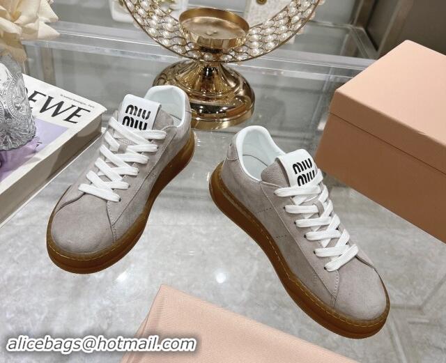 Top Grade Miu Miu Suede Sneakers Grey 813091