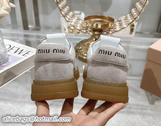 Top Grade Miu Miu Suede Sneakers Grey 813091