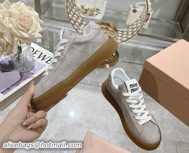 Top Grade Miu Miu Suede Sneakers Grey 813091