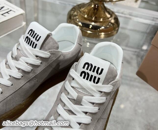 Top Grade Miu Miu Suede Sneakers Grey 813091