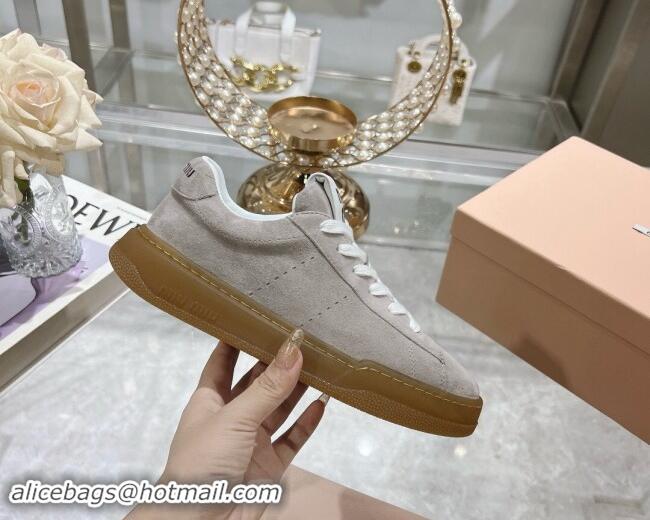 Top Grade Miu Miu Suede Sneakers Grey 813091