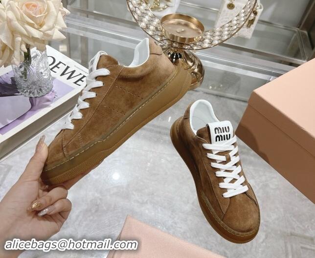 Purchase Miu Miu Suede Sneakers Brown 813092