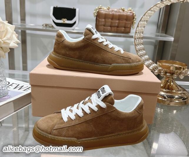 Purchase Miu Miu Suede Sneakers Brown 813092