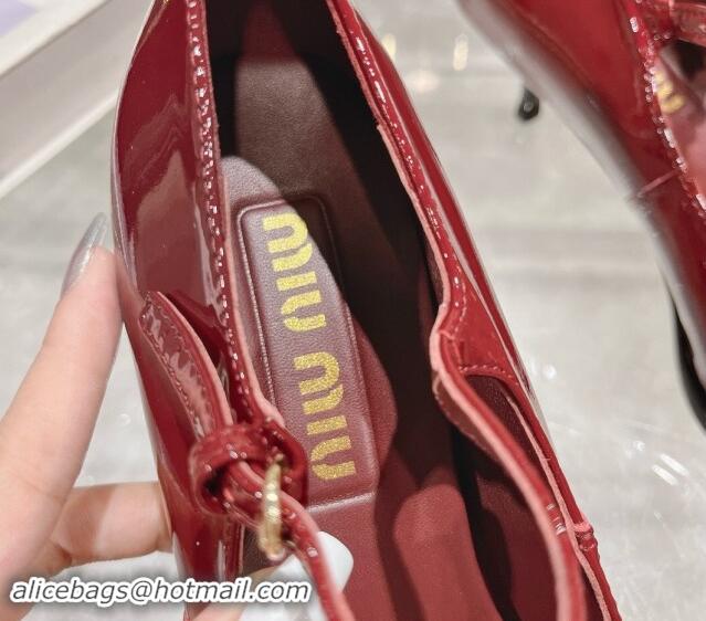 Top Design Miu Miu Brushed leather Mary Janes Pumps 5cm Dark Burgundy 813095