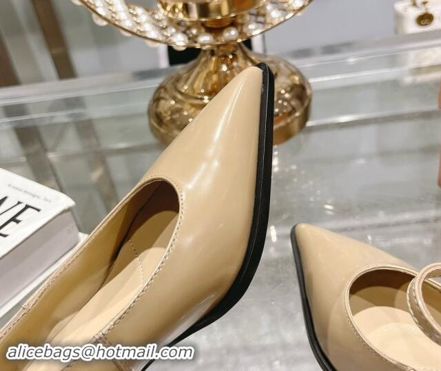 Best Product Miu Miu Brushed leather Mary Janes Pumps 5cm Beige 813096