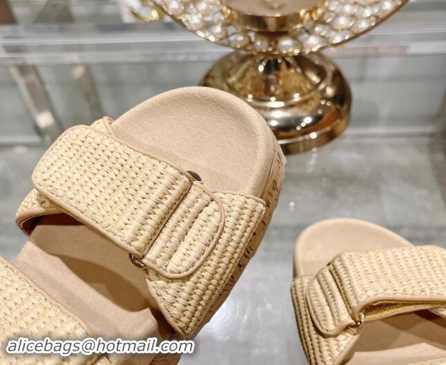 Most Popular Miu Miu Raffia-effect woven fabric wedge sandals 7cm Beige 813097