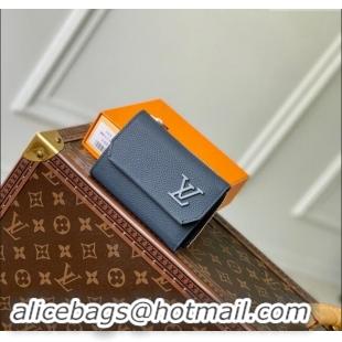 New Design Louis Vuitton Slender Pilot Wallet in LV Aerogram Leather M81740 Dark Blue 2024