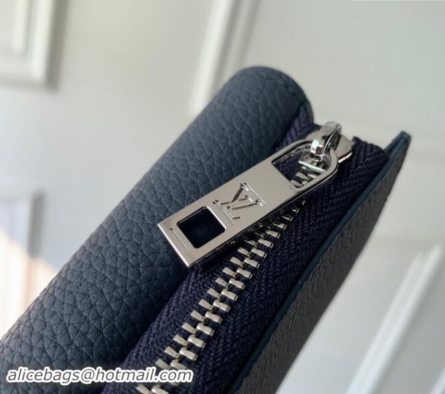 New Design Louis Vuitton Slender Pilot Wallet in LV Aerogram Leather M81740 Dark Blue 2024