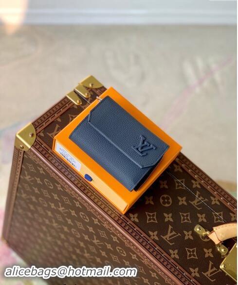 New Design Louis Vuitton Slender Pilot Wallet in LV Aerogram Leather M81740 Dark Blue 2024