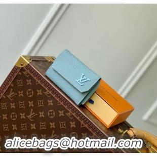 Good Product Louis Vuitton Slender Pilot Wallet in LV Aerogram Leather M81740 Light Blue 2024