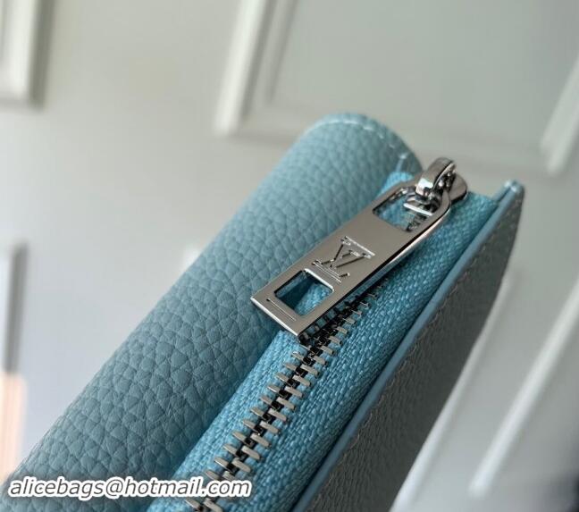 Good Product Louis Vuitton Slender Pilot Wallet in LV Aerogram Leather M81740 Light Blue 2024