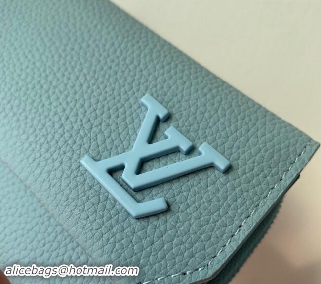 Good Product Louis Vuitton Slender Pilot Wallet in LV Aerogram Leather M81740 Light Blue 2024