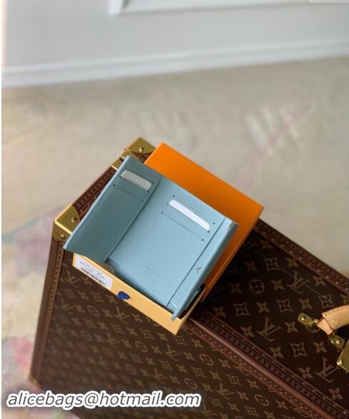 Good Product Louis Vuitton Slender Pilot Wallet in LV Aerogram Leather M81740 Light Blue 2024