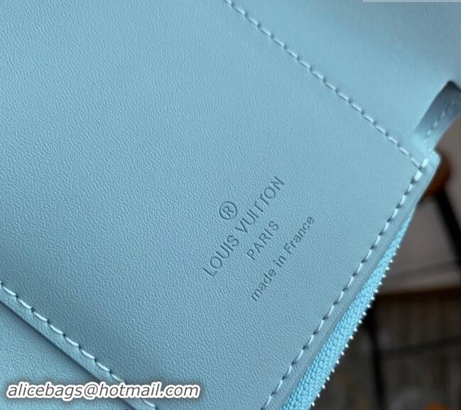 Good Product Louis Vuitton Slender Pilot Wallet in LV Aerogram Leather M81740 Light Blue 2024