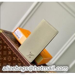 Famous Brand Louis Vuitton Brazza Wallet in Grained Leather M69980 Sage Green 2024