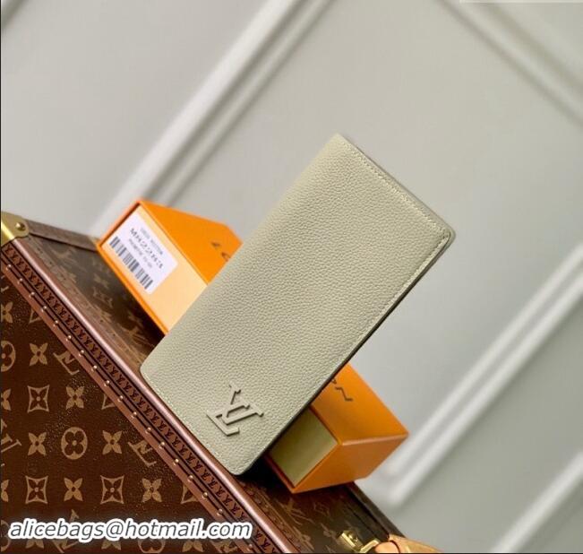 Famous Brand Louis Vuitton Brazza Wallet in Grained Leather M69980 Sage Green 2024