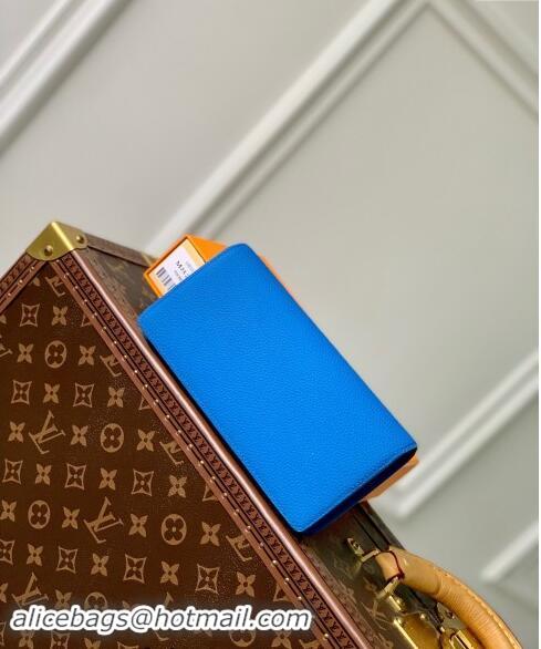 Inexpensive Louis Vuitton Brazza Wallet in Grained Leather M69980 Blue 2024