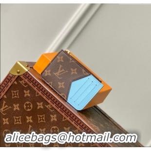 Top Grade Louis Vuitton Romy Card Holder in Monogram Canvas and Leather M83602 Blue 2024