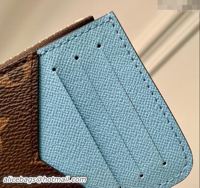 Top Grade Louis Vuitton Romy Card Holder in Monogram Canvas and Leather M83602 Blue 2024