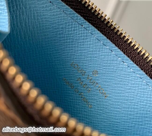 Top Grade Louis Vuitton Romy Card Holder in Monogram Canvas and Leather M83602 Blue 2024