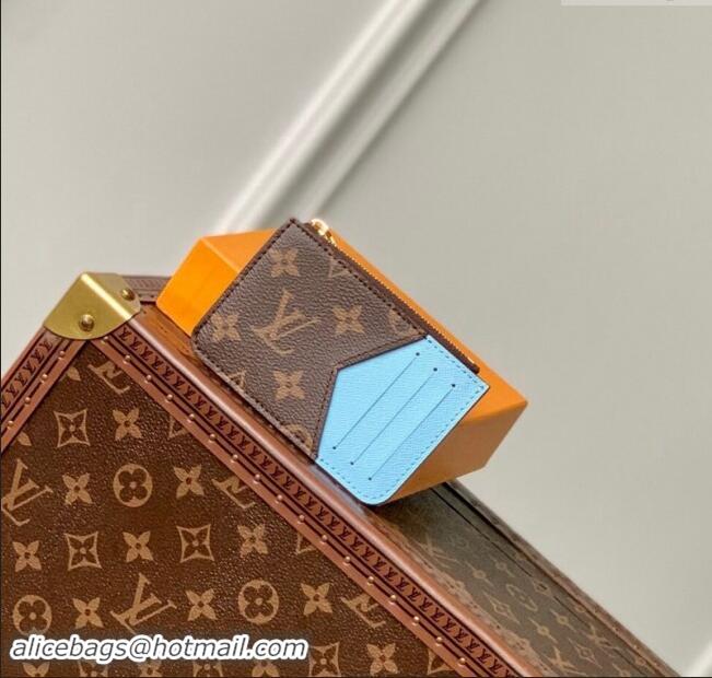 Top Grade Louis Vuitton Romy Card Holder in Monogram Canvas and Leather M83602 Blue 2024