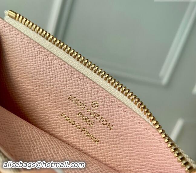 Best Quality Louis Vuitton Romy Card Holder in Damier Giant Canvas N40639 Peach Pink 2024