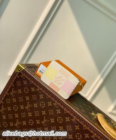 Best Quality Louis Vuitton Romy Card Holder in Damier Giant Canvas N40639 Peach Pink 2024