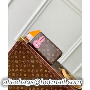 Unique Grade Louis Vuitton Zippy Wallet in Monogram Canvas with Pink Rabbit M83689 2024 Animal Objects 