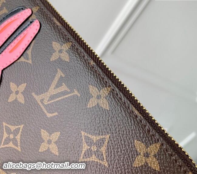 Unique Grade Louis Vuitton Zippy Wallet in Monogram Canvas with Pink Rabbit M83689 2024 Animal Objects 