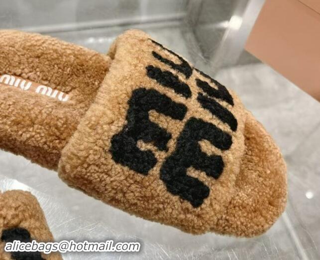 Best Grade Miu Miu Wool Flat Slides Sandal Brown 904081