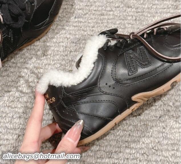 Charming New Balance x Miu Miu 530 SL Sneakers in Black Leather and Shearling Fur 5E165E 012055