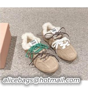 Best Price New Balance x Miu Miu 530 SL Sneakers in Suede and Shearling Fur 5E165E Beige 012056