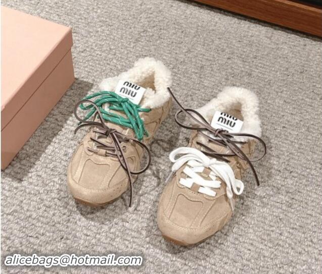 Best Price New Balance x Miu Miu 530 SL Sneakers in Suede and Shearling Fur 5E165E Beige 012056