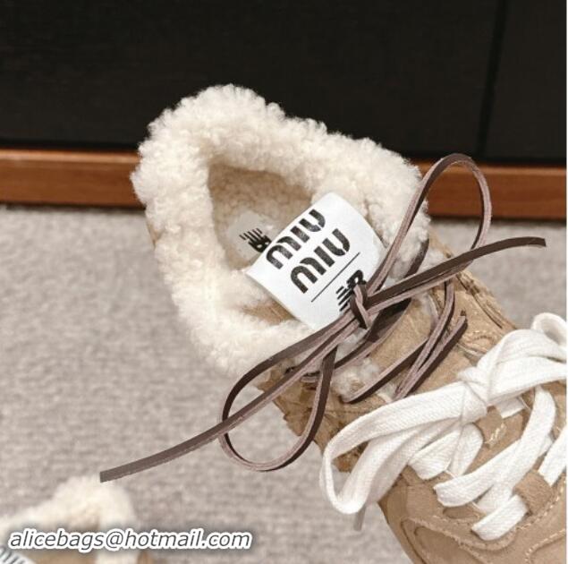 Best Price New Balance x Miu Miu 530 SL Sneakers in Suede and Shearling Fur 5E165E Beige 012056