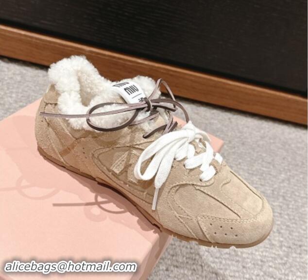 Best Price New Balance x Miu Miu 530 SL Sneakers in Suede and Shearling Fur 5E165E Beige 012056