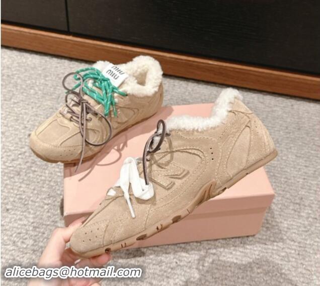 Best Price New Balance x Miu Miu 530 SL Sneakers in Suede and Shearling Fur 5E165E Beige 012056