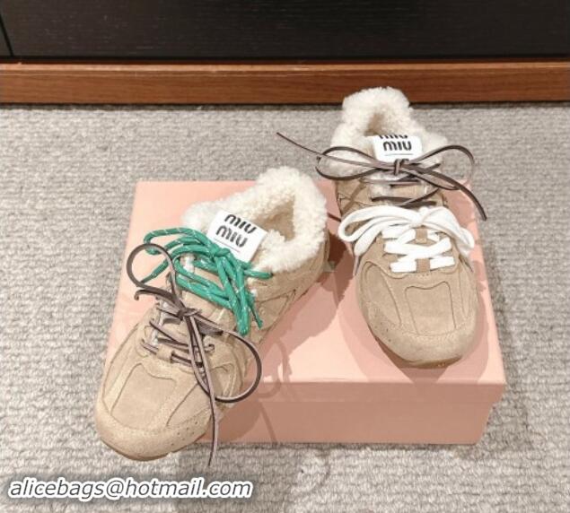 Best Price New Balance x Miu Miu 530 SL Sneakers in Suede and Shearling Fur 5E165E Beige 012056