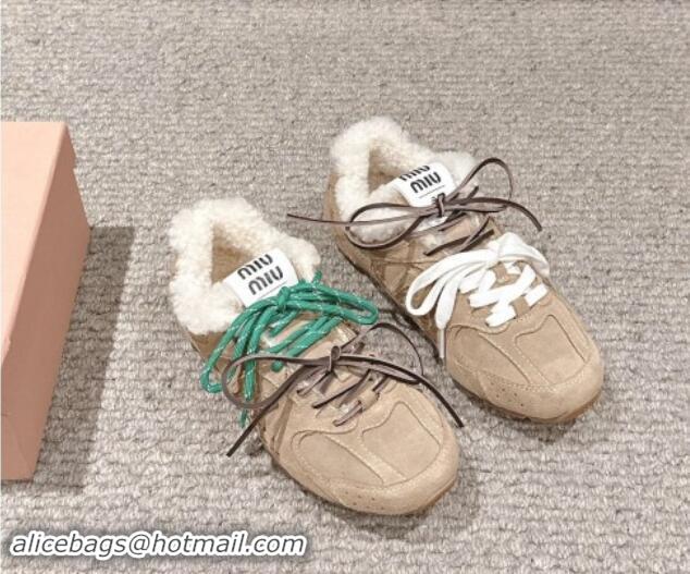 Best Price New Balance x Miu Miu 530 SL Sneakers in Suede and Shearling Fur 5E165E Beige 012056