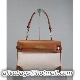 Best Price Saint Laurent Manhattan Medium Top handle bag in Canvas and Leather 769512 Brown 2024