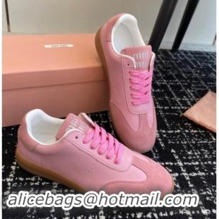 Luxury Miu Miu Nappa Leather and Suede Sneakers Pink 014002