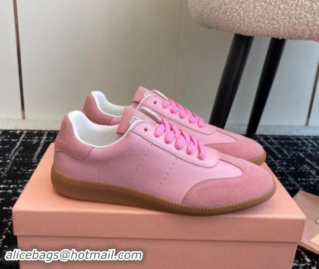 Luxury Miu Miu Nappa Leather and Suede Sneakers Pink 014002