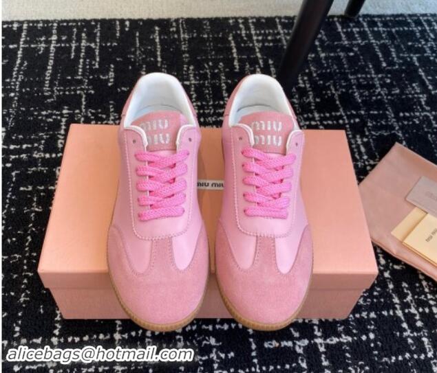 Luxury Miu Miu Nappa Leather and Suede Sneakers Pink 014002