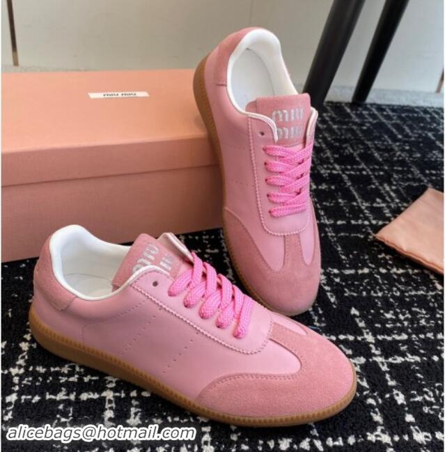 Luxury Miu Miu Nappa Leather and Suede Sneakers Pink 014002