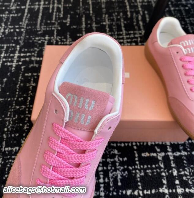 Luxury Miu Miu Nappa Leather and Suede Sneakers Pink 014002