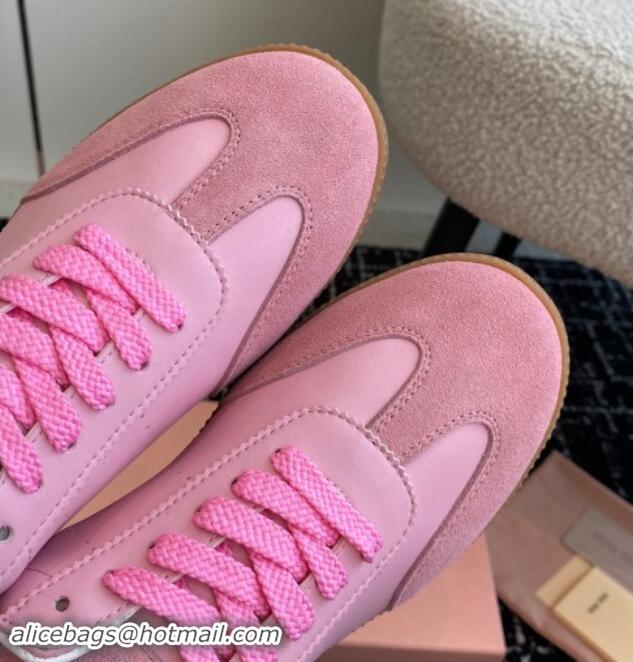 Luxury Miu Miu Nappa Leather and Suede Sneakers Pink 014002