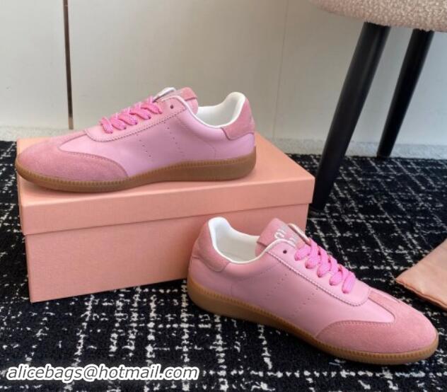 Luxury Miu Miu Nappa Leather and Suede Sneakers Pink 014002