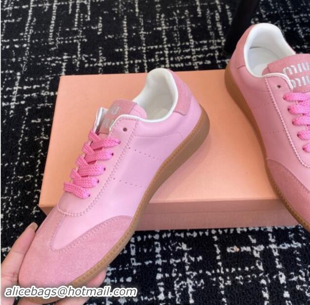 Luxury Miu Miu Nappa Leather and Suede Sneakers Pink 014002