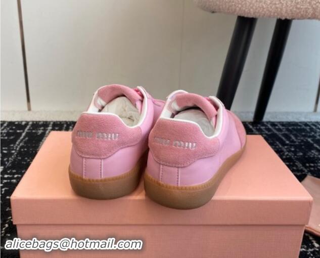 Luxury Miu Miu Nappa Leather and Suede Sneakers Pink 014002