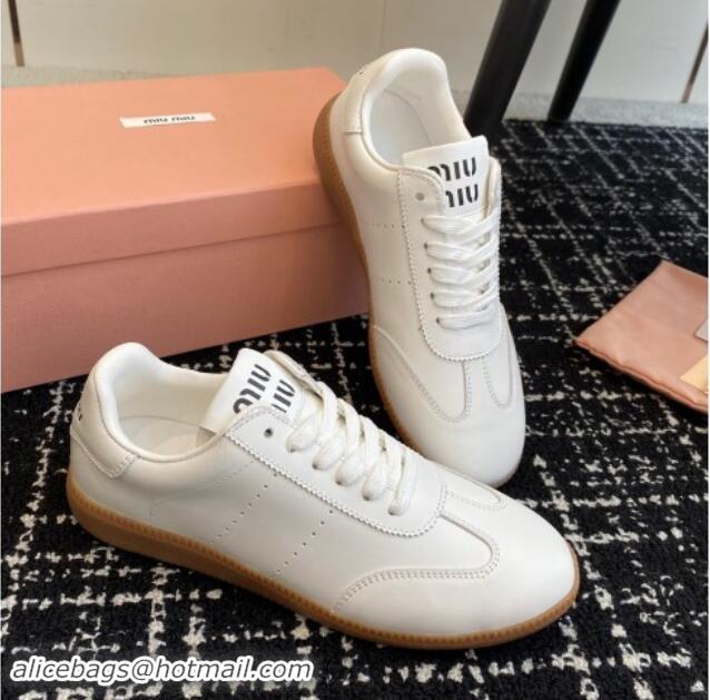 Grade Miu Miu Nappa Leather Sneakers White 014003